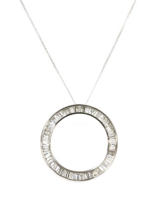 Lot 74 - A white gold diamond pendant