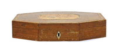 Lot 58 - A 19th century wooden games box with mother of pearl gaming counters