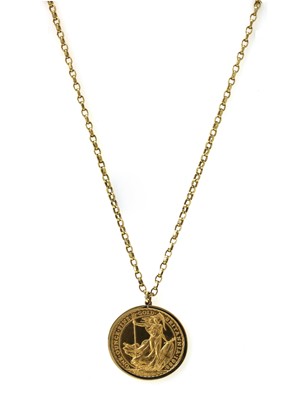 Lot 1084 - An Elizabeth II one ounce fine gold 100 pound Britannia coin pendant