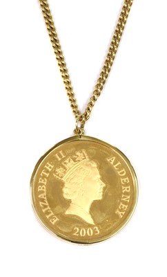 Lot 1085 - An Elizabeth II Alderney ‘Concorde’ 5 pound coin pendant