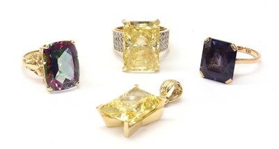 Lot 1388 - A gold cubic zirconia ring and pendant suite