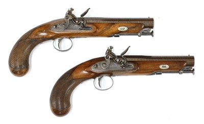 Lot 739 - A pair of late flintlock travelling pistols