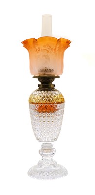 Lot 267 - A cut-glass oil lamp, possibly Waterford