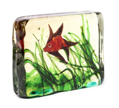 Lot 736 - A Cedenese Murano glass aquarium block sculpture