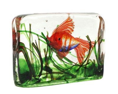 Lot 735 - A Cenedese Murano glass aquarium block sculpture
