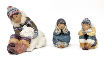 Lot 583 - Three Lladro pottery figures