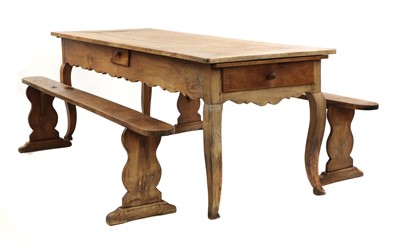 Lot 582 - A French provincial sycamore kitchen table