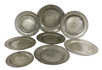 Lot 108 - Eight pewter plates