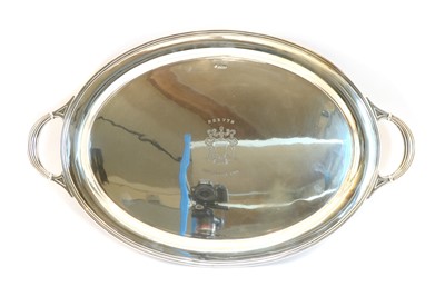 Lot 23 - A large Edwardian twin handled silver tray