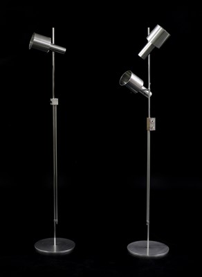 Lot 747 - Two brushed aluminium standard lamps
