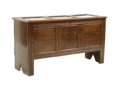 Lot 357 - A panelled oak coffer or sword chest