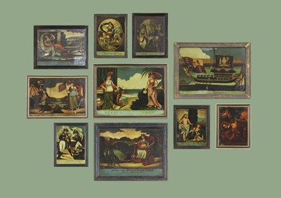 Lot 687 - Ten reverse glass prints