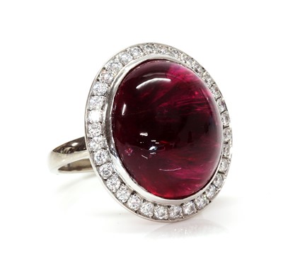 Lot 369 - An Australian tourmaline and diamond cluster ring, by Jan Logan