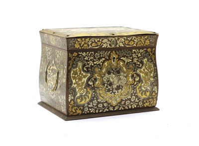 Lot 55 - A Continental cut brass inlaid Tobacco box