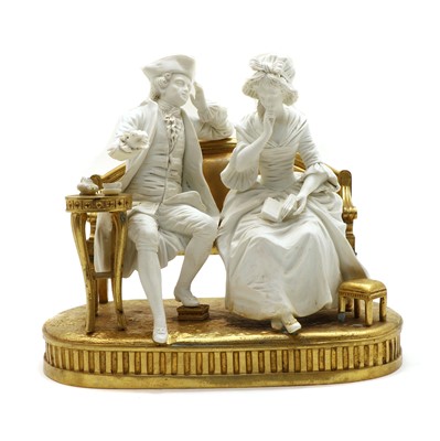 Lot 53 - A Sevres style bisque porcelain conversation group