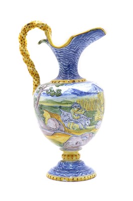 Lot 215 - A Cantagalli style maiolica Askos