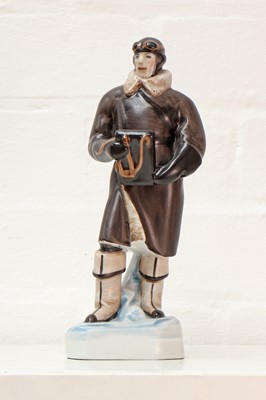 Lot 53 - A Soviet porcelain figure of pilot Valery Chkalov (1904-1938)