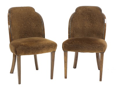 Lot 259 - A pair of Art Deco cloud walnut dining chairs