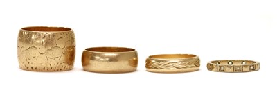 Lot 1374 - Four 9ct gold wedding rings