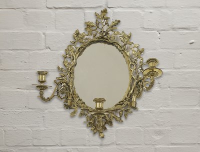 Lot 199A - A gilt brass girandole wall mirror