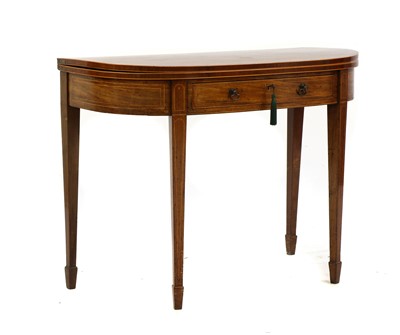 Lot 295 - An inlaid mahogany foldover card table