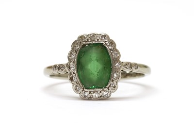Lot 1270 - A white gold tourmaline and diamond ring