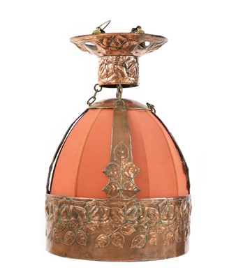 Lot 84 - A large Arts and Crafts copper ceiling light
