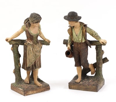 Lot 73 - A pair of Bretby Art Pottery figures