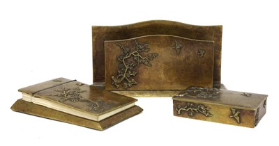Lot 199 - An Art Deco bronze desk set