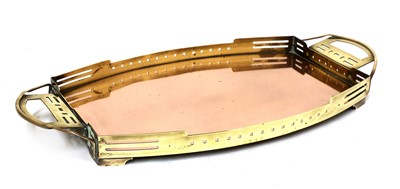 Lot 23 - A secessionist copper and brass tray