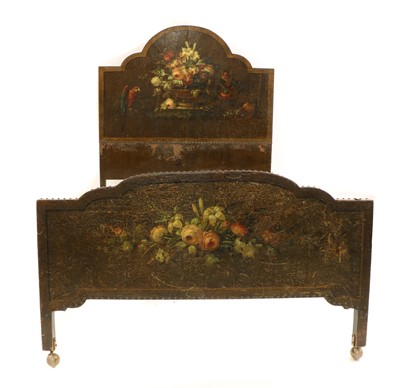 Lot 586 - A painted leather bed