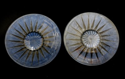 Lot 183 - A pair of Lalique 'Epis No. 3' blue stained glass plates