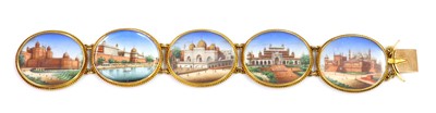 Lot 105 - A 19th century painted miniature gold bracelet