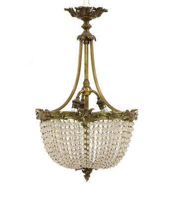 Lot 213A - A pair of hanging brass and glass electroliers