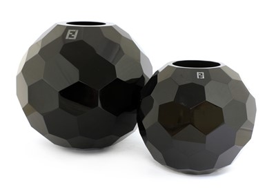Lot 738 - Two Fendi Casa black glass vases