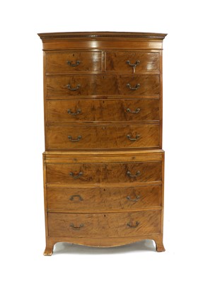 Lot 294 - A reproduction mahogany bow front chest on chest