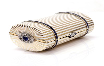 Lot 172 - A gold sapphire, diamond and enamel cigarette case
