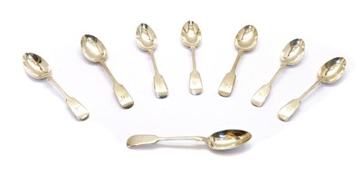 Lot 35 - A set of six George III bright-cut teaspoons