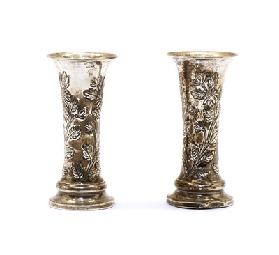 Lot 25 - Pair of Edwardian silver posy vases