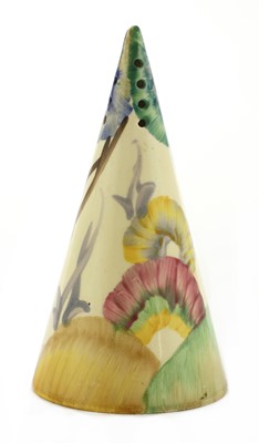Lot 272 - A Clarice Cliff 'Aurea Viscarria' conical shaker