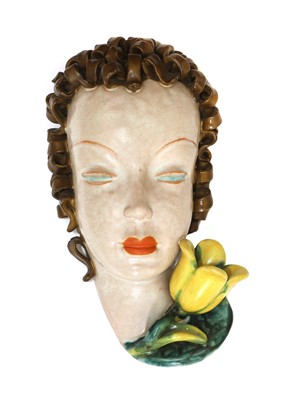Lot 168 - A Goldscheider pottery wall mask