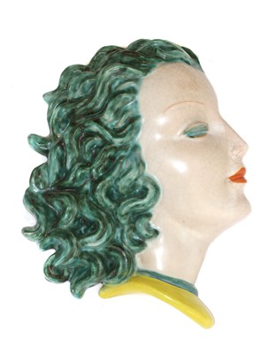 Lot 237 - A Goldscheider pottery wall mask