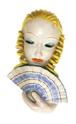 Lot 240 - A Goldscheider pottery wall mask