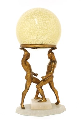 Lot 277 - An Art Deco cold-painted spelter table lamp