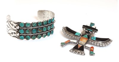 Lot 273 - A native American silver Zuni 'bird man' brooch
