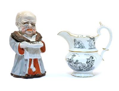 Lot 104 - A 19th century pottery jug inscribed in gilt 'G Marriott'