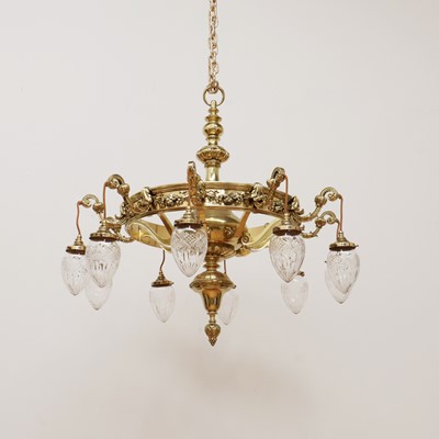 Lot 390 - A large brass ten-branch ceiling light