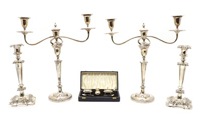 Lot 159A - A pair of 19th century Sheffield plate candlesticks