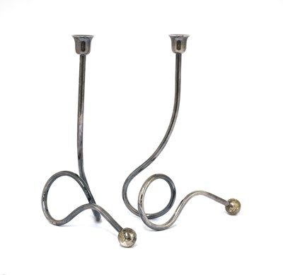 Lot 778 - A pair of Italian silver-plated candlesticks
