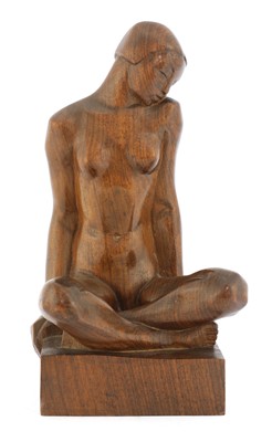 Lot 219 - A carved wood sculpture of a nude